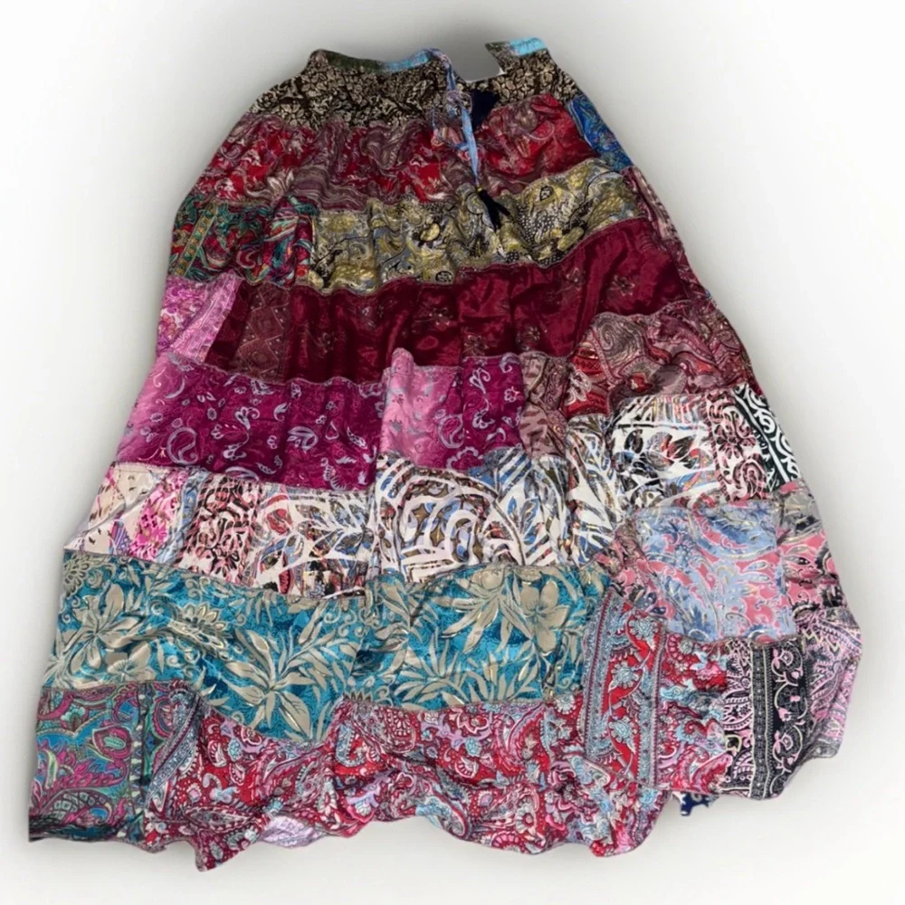 Bohemian Patchwork Maxi Skirt - Picture 3 of 8